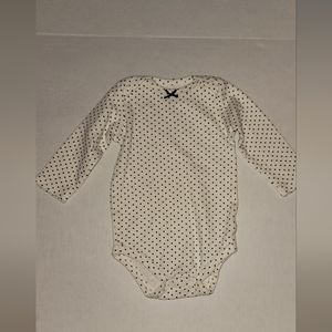 HB black polka dots and cute bow onesie  long sleeve and snaps bodysuit